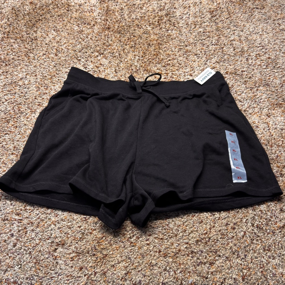 Old Navy Womens XL Extra High-Rise Vintage Shorts Black French Terry 3" Inseam